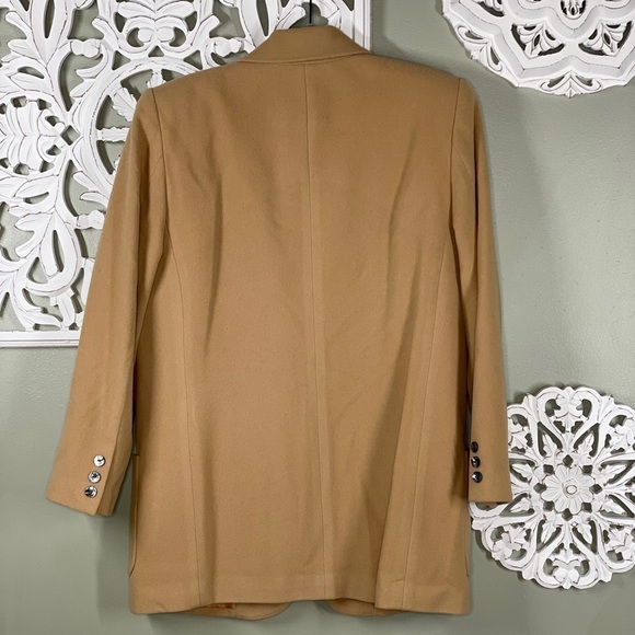 Valerie Stevens Camel Tan Suit Jacket Blazer Single Button Petite Wool Cashmere - Picture 4 of 7